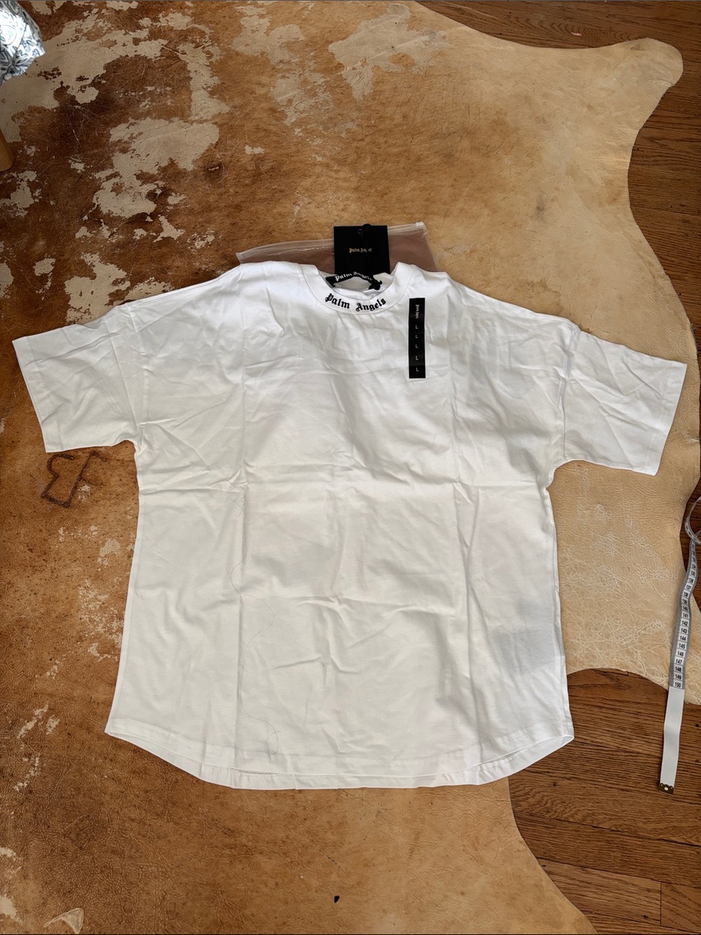 Palm Angels White Short Sleeve Logo Neck Tee